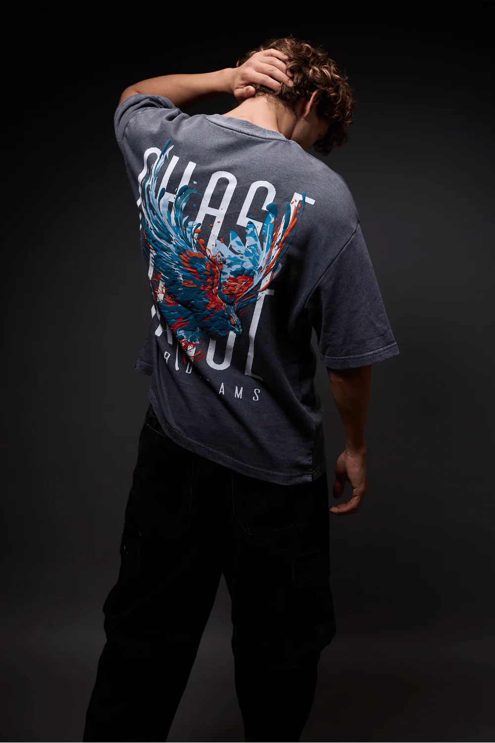 Chase Grey Distressed Heavy Weight Oversized Fit T-Shirt - Image 3
