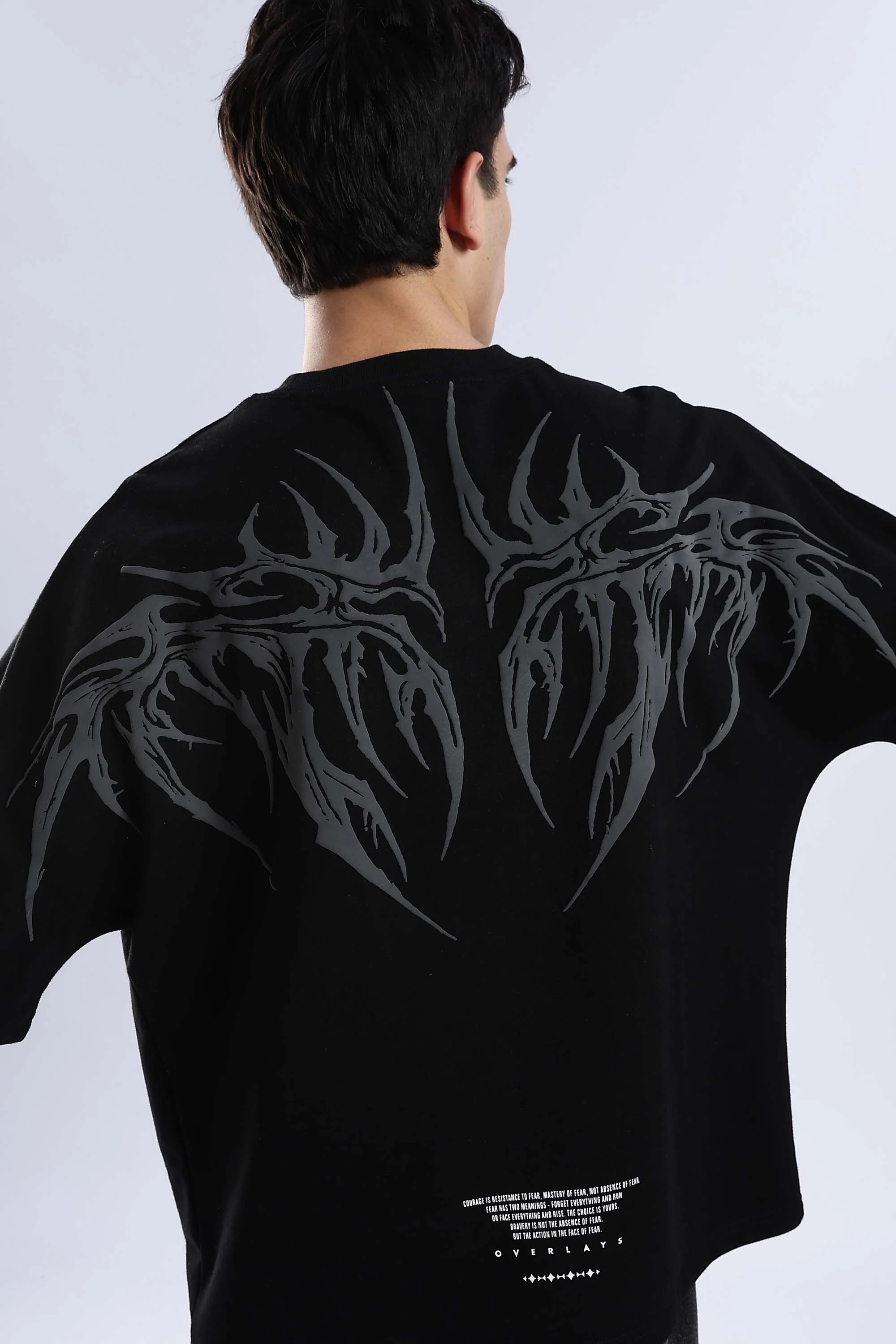 Shadow Wings Black Oversized T-Shirt - Image 2