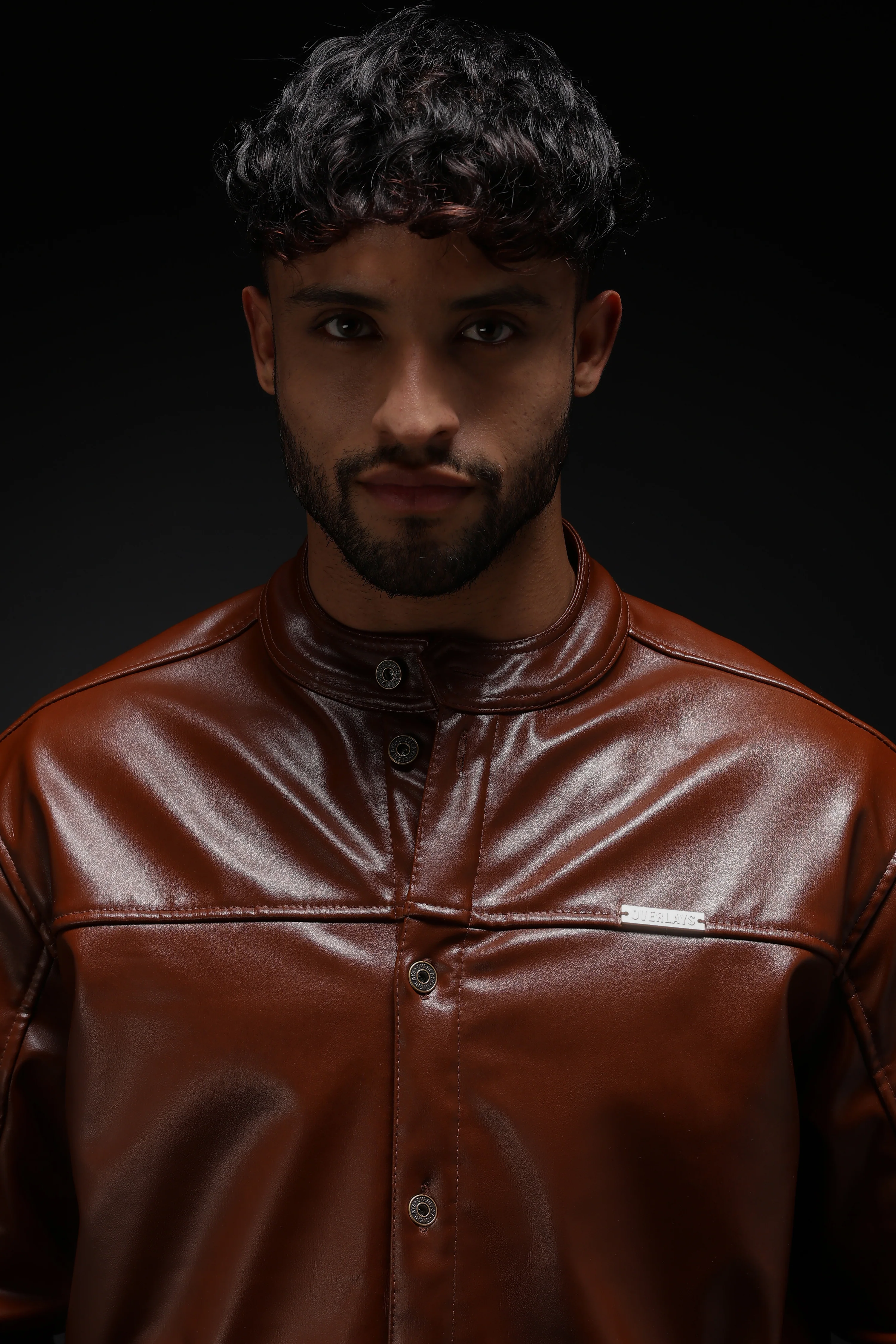 TAN MILER FAUX LEATHER JACKET - Image 5